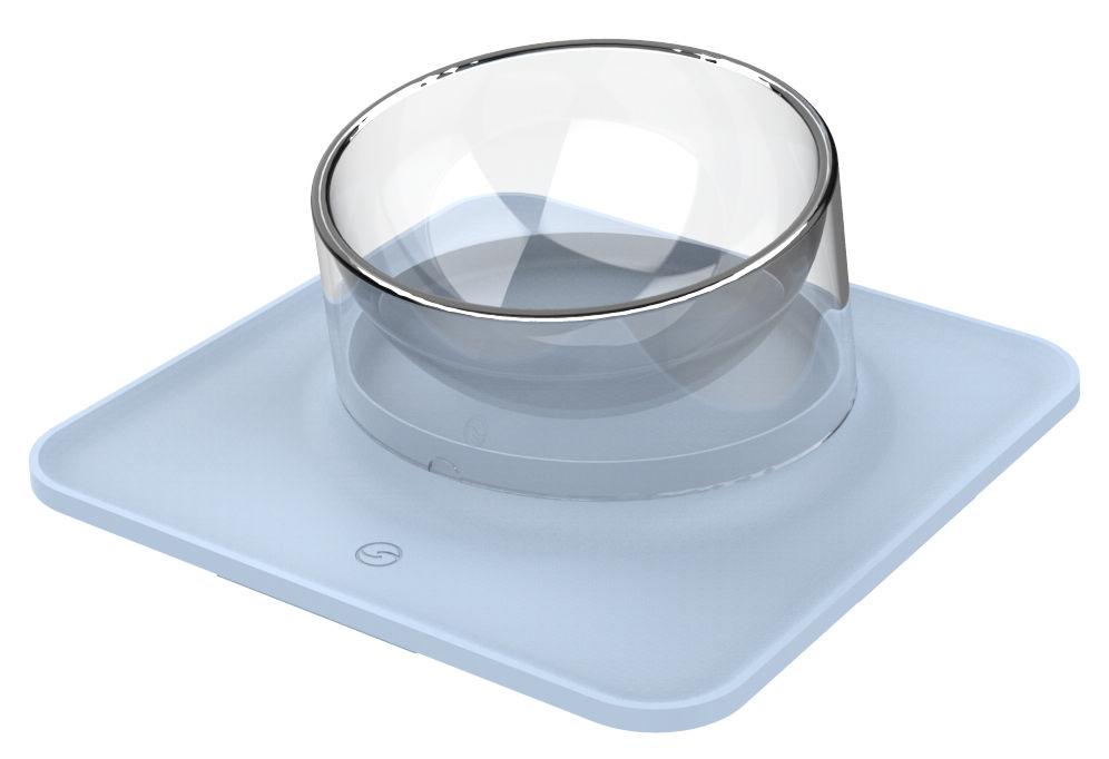 Pet Life ® 'Surface' Anti-Skid and Anti-Spill Curved and Clear Removable Pet Bowl Blue