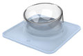 Pet Life ® 'Surface' Anti-Skid and Anti-Spill Curved and Clear Removable Pet Bowl Blue