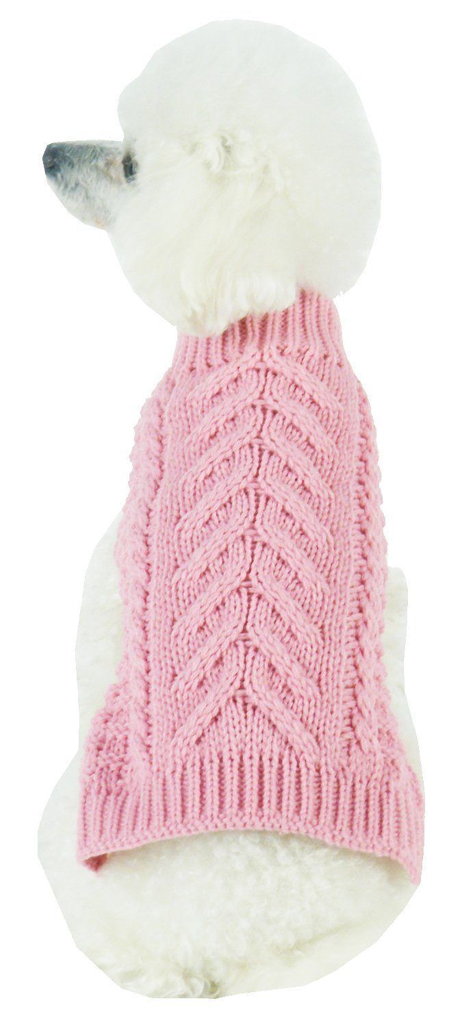 Pet Life ® 'Swivel-Swirl' Heavy Cable Knitted Fashion Designer Dog Sweater Pink