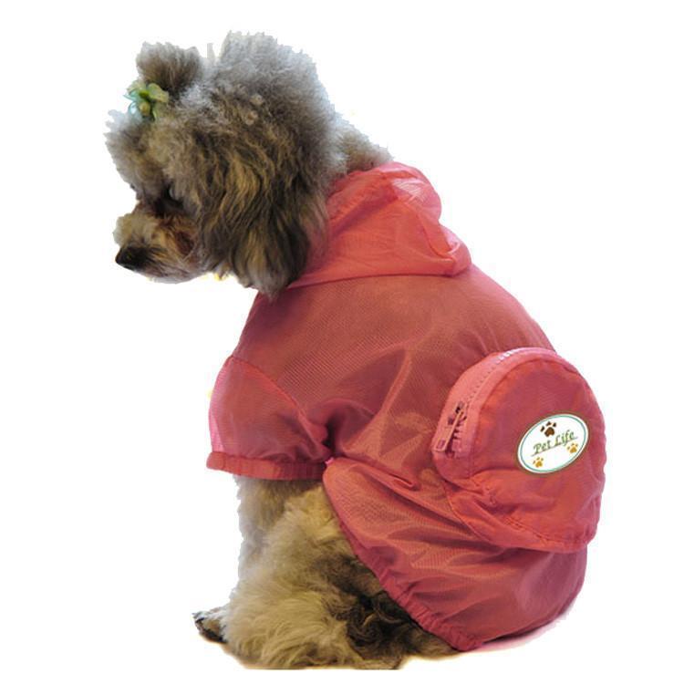 Pet Life ® 'Thunder Paw' Ultimate Waterproof Collapsible Multi-Adjustable Travel Dog Raincoat Pink