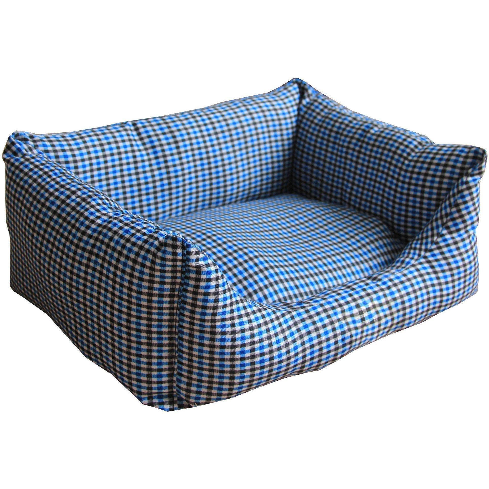 Pet Life ® 'Wick-Away' Wick-Proof Nano-Silver and Anti-Bacterial Water Resistant Rectangular Pet Dog Bed Blue Plaid