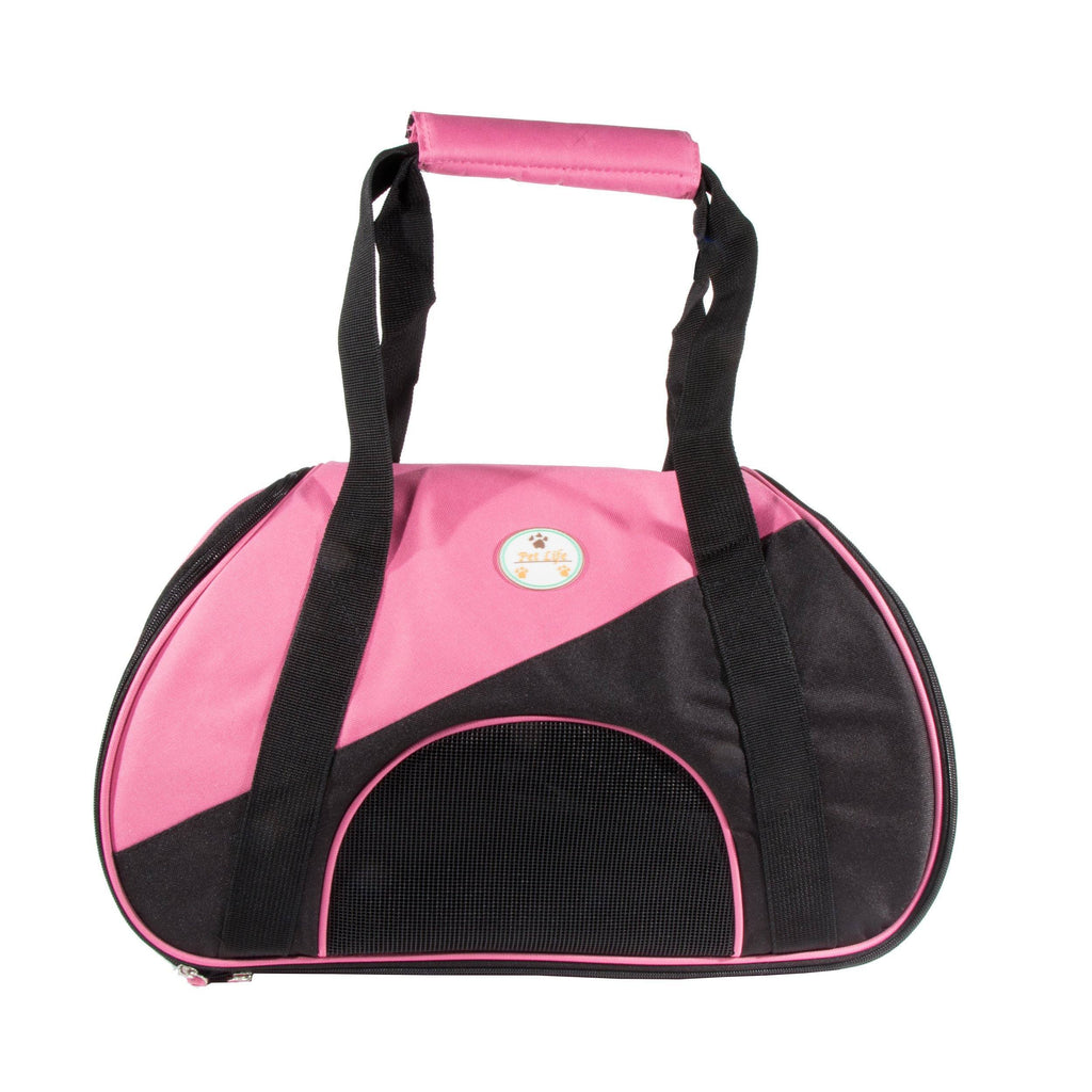 Pet Life ® 'Zip-N-Go' Airline Approved Contoured Fashion Designer Pet Dog Carrier Pink, Black