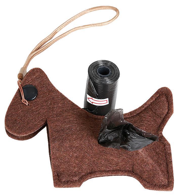 Pet Life ®Fleece Dog Shaped Travel Waste Bag Dispenser with 2 Rolls Default Title