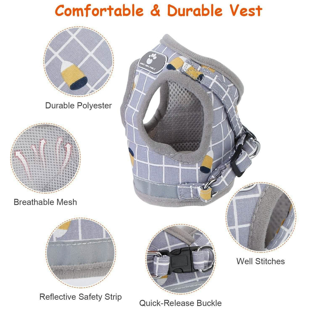 Breathable Mesh Puppy Vest Harness & Leash – Reflective | XS–XL | 5 Styles