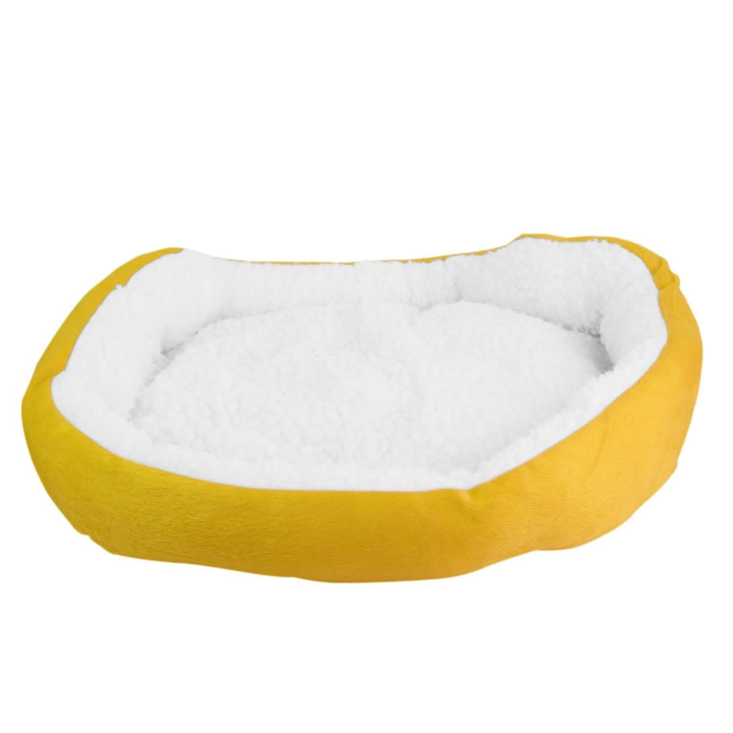 Pet Puppy Cat Soft Warm Fleece Bed Yellow