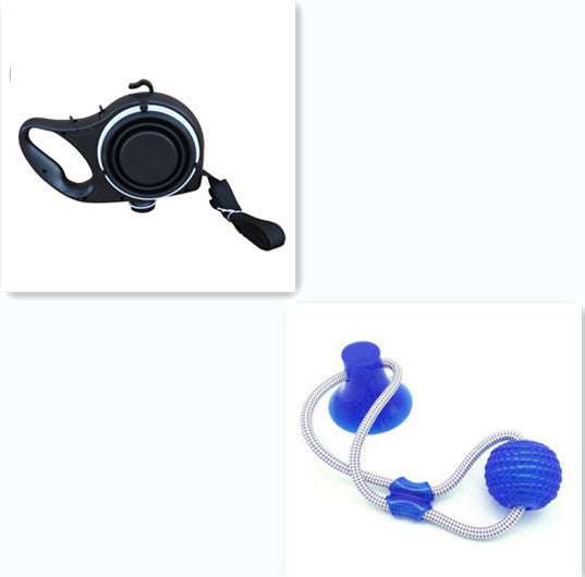Pet Supplies With Water Bottle, Cup, Pet Rope Black set