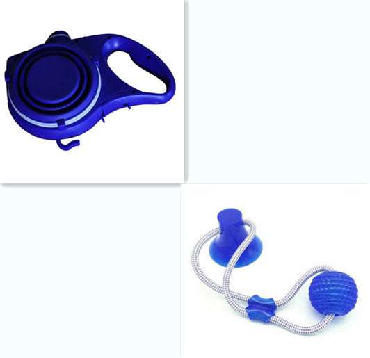 Pet Supplies With Water Bottle, Cup, Pet Rope Blue set