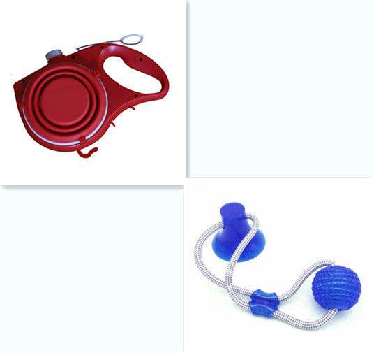 Pet Supplies With Water Bottle, Cup, Pet Rope Red set