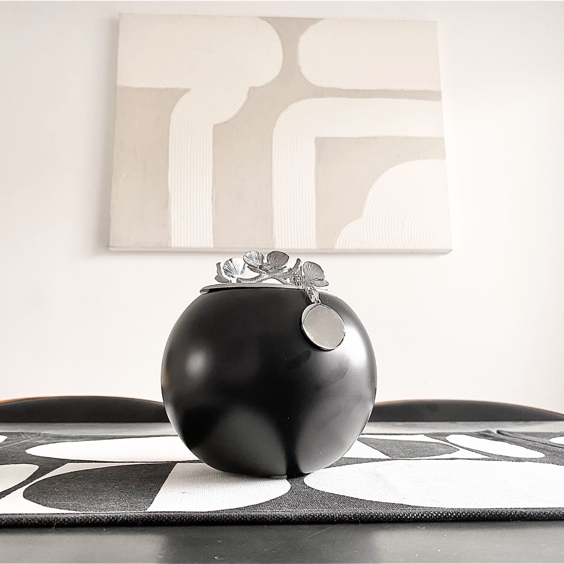 Orchid Urn for Dog & Pet Ashes - Handmade Default (no engraving) Onyx Silver