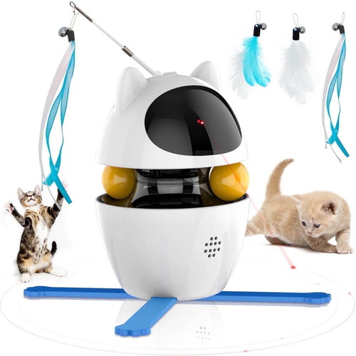 Automatic 3 in 1 Interactive Cat Toy with Laser and Feather for Indoor Regular