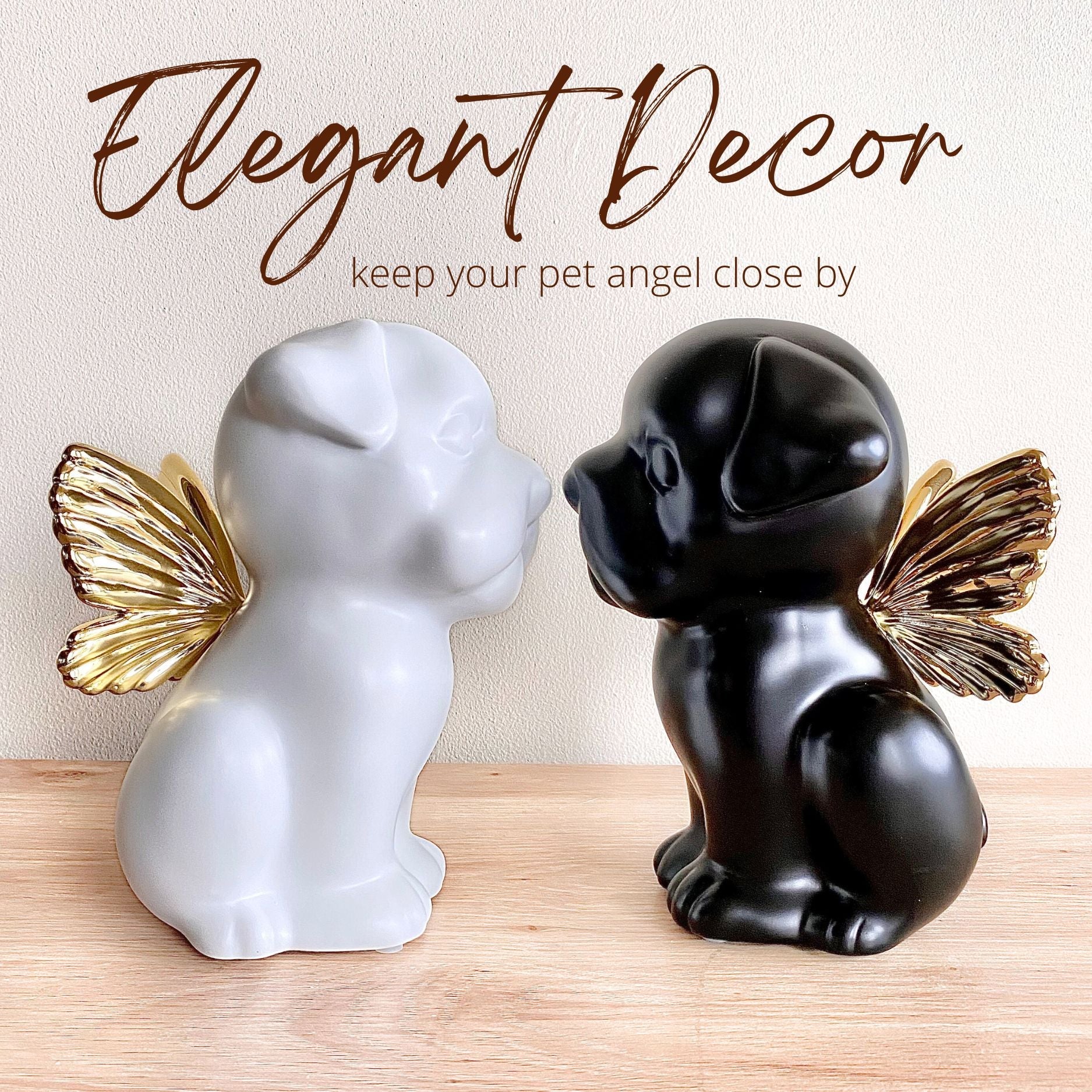 Bully Angel Dog Urn - Onyx with Gold Wings (Great for all bully breeds: Frenchies, Pugs, Boston terriers, Pit bulls, Boxers, and Bulldogs)