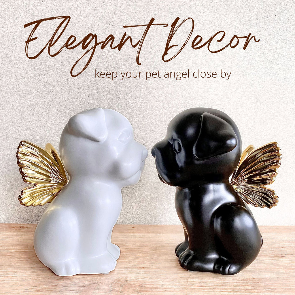 Bully Angel Dog Urn - White with Gold Wings (Great for all bully breeds: Frenchies, Pugs, Boston terriers, Pit bulls, Boxers, and Bulldogs)