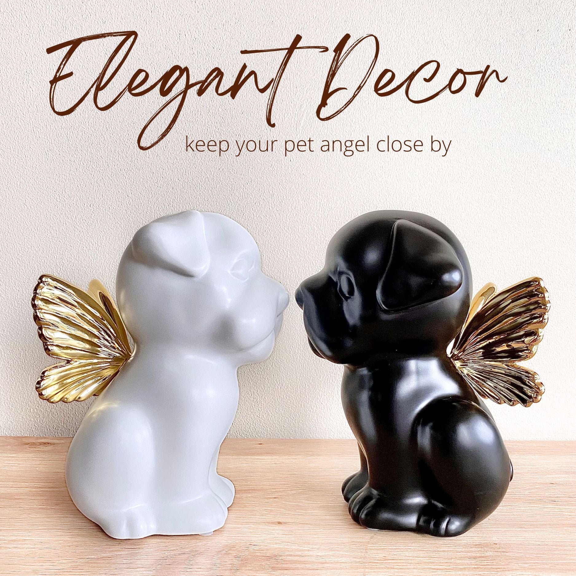 Bully Angel Dog Urn - White with Gold Wings (Great for all bully breeds: Frenchies, Pugs, Boston terriers, Pit bulls, Boxers, and Bulldogs)