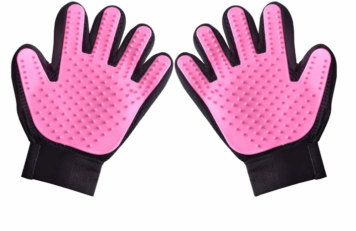 Silicone Pet Grooming Gloves – Deshedding & Massage Pink Pair (Left and Right)
