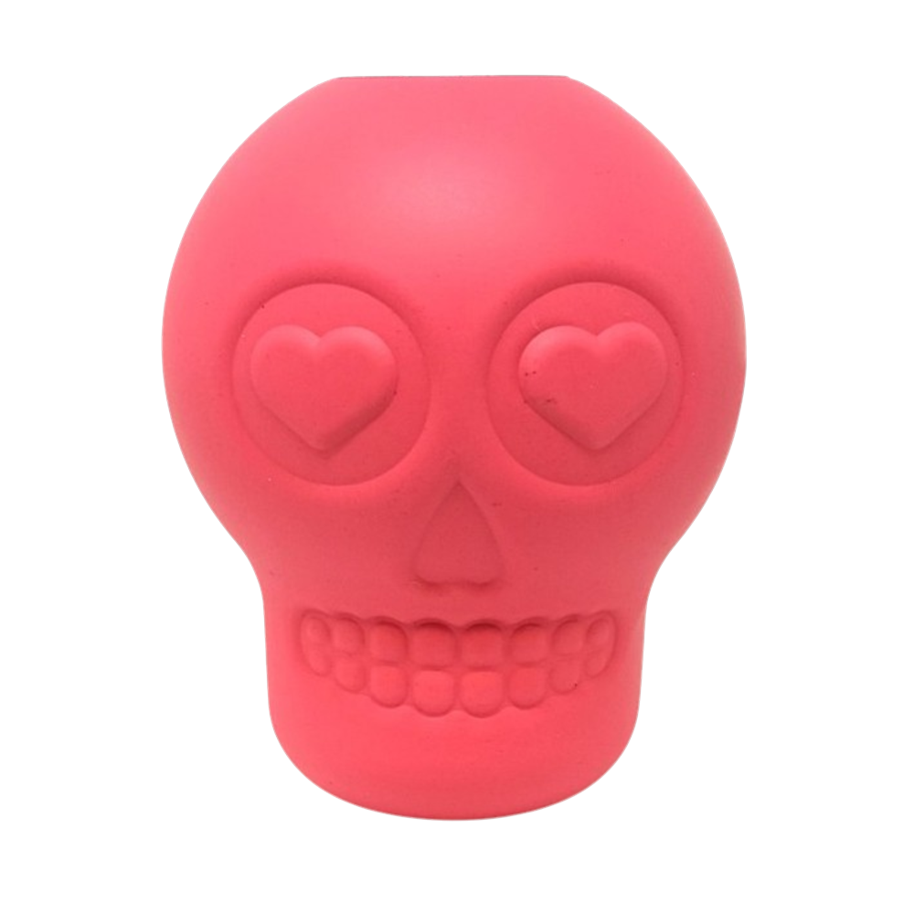 Sugar Skull Dog Chew Toy & Treat Dispenser - USA Made | SodaPup LARGE PINK SKULL