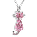 Pet Pink Jeweled Cat Ashes Necklace Pendant