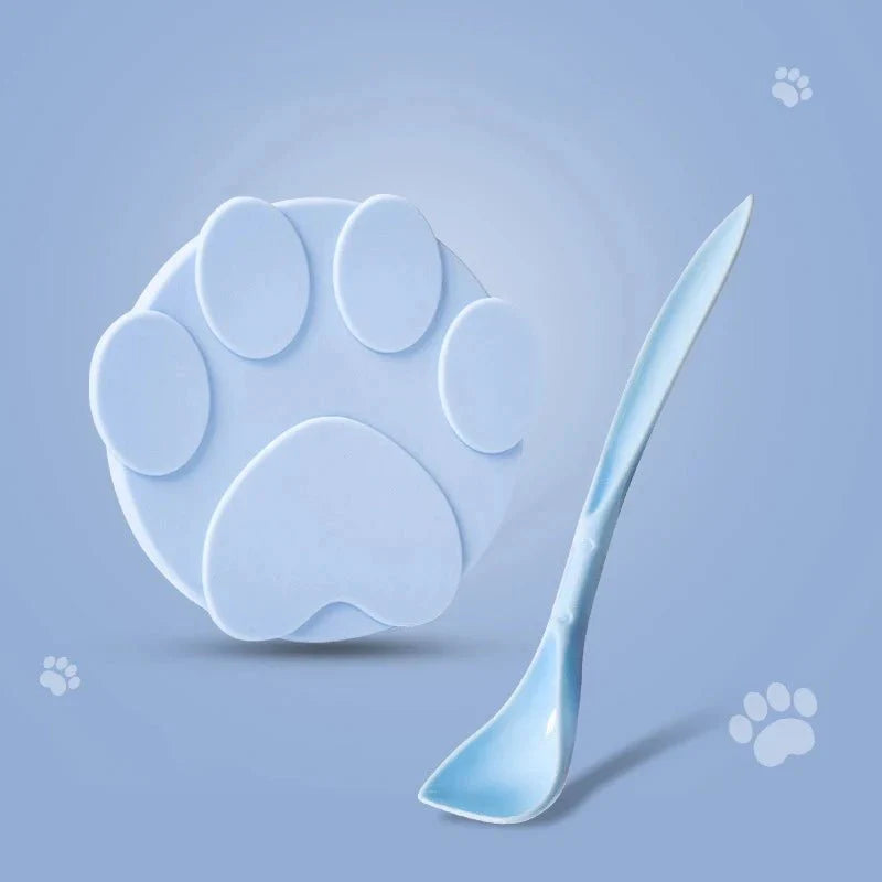 Portable Silicone Pet Food Lid and Spoon Set | 2-in-1 Can Cover and Sealer for Dogs and Cats Set Blue