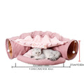 Collapsible Removable Cat Tunnel Tube With Cat Bed Set Pink