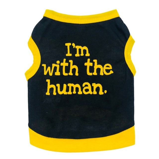 I'm with The Human Dog Cat Puppy Pet Shirts Black