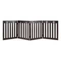 24 Inch Folding Wooden Freestanding Pet Gate Dog Gate with 360¬∞ Hinge Brown
