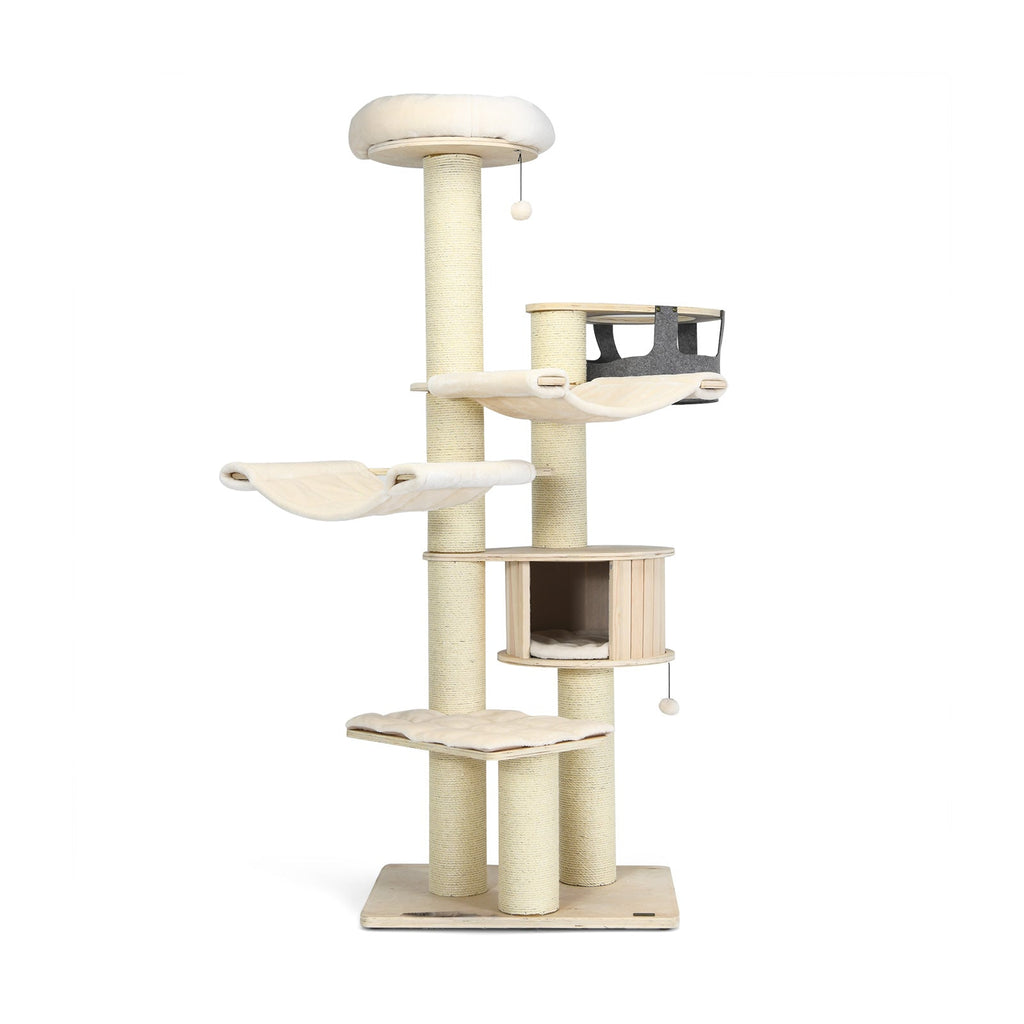 77.5-Inch Cat Tree Condo Multi-Level Kitten Activity Tower with Sisal Posts-Cream White Default Title