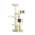 77.5-Inch Cat Tree Condo Multi-Level Kitten Activity Tower with Sisal Posts-Cream White Default Title