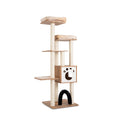 Indoor Cat Tree Tower with Platform Scratching Posts-Beige Default Title