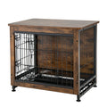 Wooden Dog Crate Furniture with Tray and Double Door-Brown Default Title