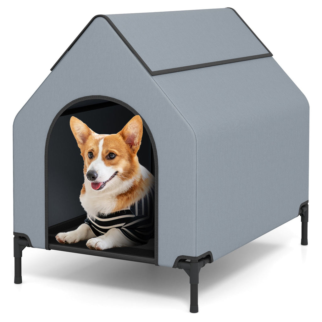 Large/Middle/Small Outdoor Elevated Pet House with Ventilated Windows