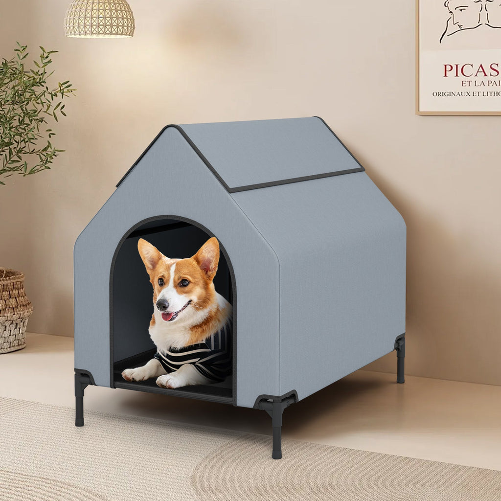 Large/Middle/Small Outdoor Elevated Pet House with Ventilated Windows