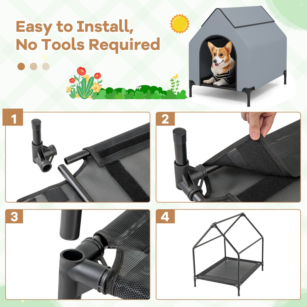 Large/Middle/Small Outdoor Elevated Pet House with Ventilated Windows