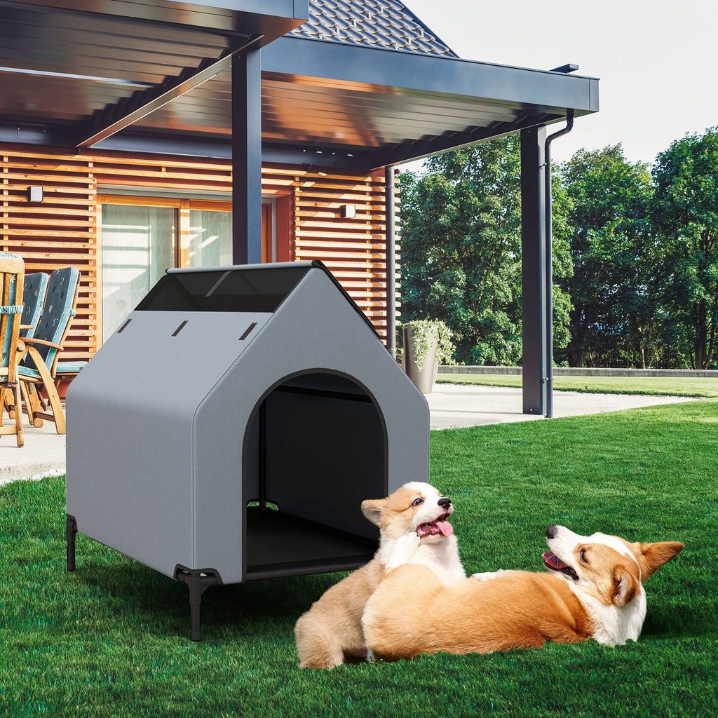 Large/Middle/Small Outdoor Elevated Pet House with Ventilated Windows