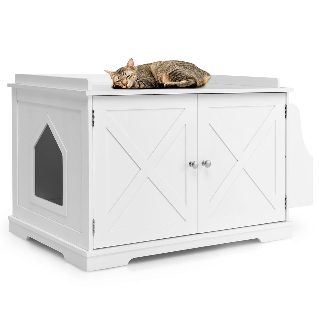 Large Wooden Cat Litter Box Enclosure with the Storage Rack