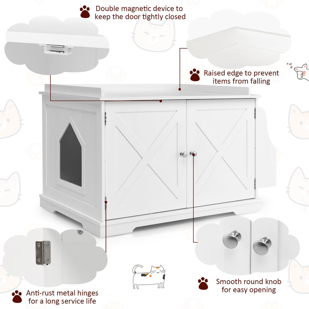 Large Wooden Cat Litter Box Enclosure with the Storage Rack