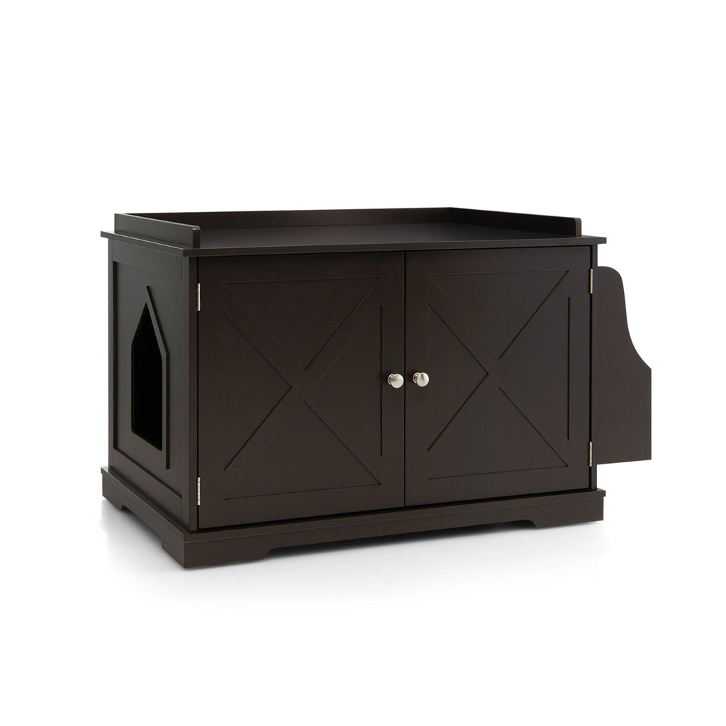 Large Wooden Cat Litter Box Enclosure with the Storage Rack Coffee