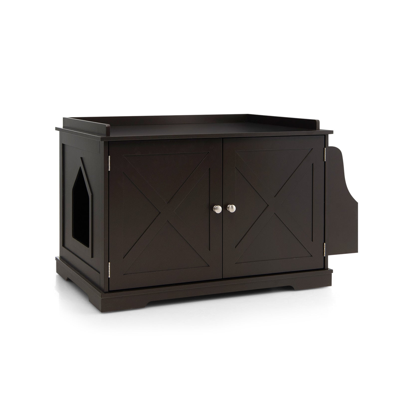 Large Wooden Cat Litter Box Enclosure with the Storage Rack Coffee
