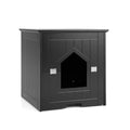Cat Litter Box Enclosure with Flip Magnetic Half Door Black