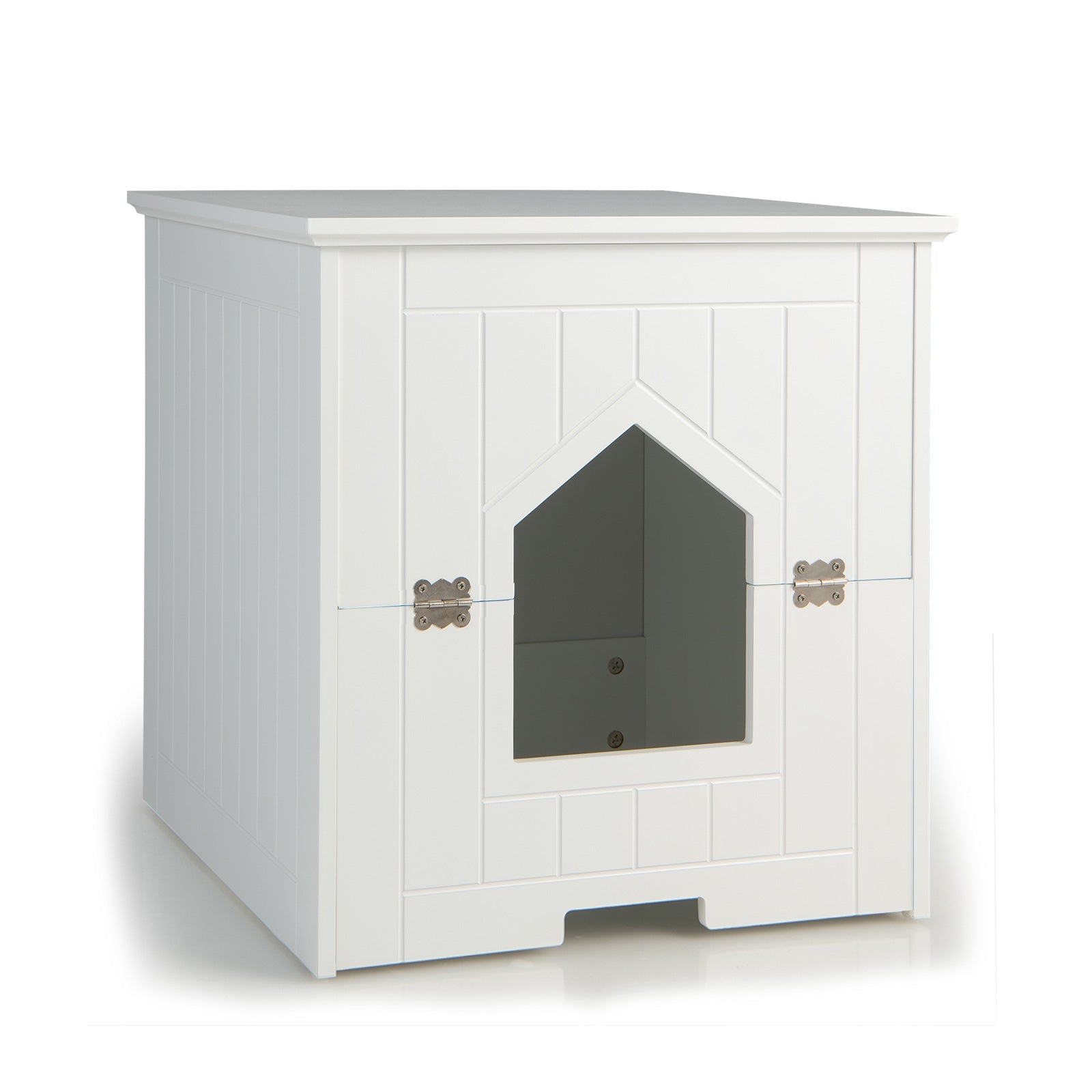 Cat Litter Box Enclosure with Flip Magnetic Half Door White