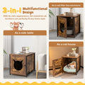 Cat Litter Box Enclosure with Door and Ventilated Hole-Brown Default Title