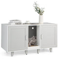 2-Door Cat Litter Box Enclosure with Winding Entry and Scratching Board Gray