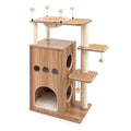 52 Inch Modern Multi-level Cat Play Center with Deluxe Hammock-Natural Default Title