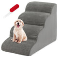 4-Tier Foam Dog Steps with Non-Slip Surface & Washable Cover Gray