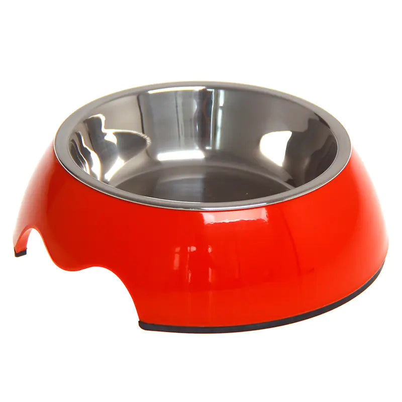 Non-Slip Dual-Use Stainless Steel Pet Bowl M Medium Red (Promotional)