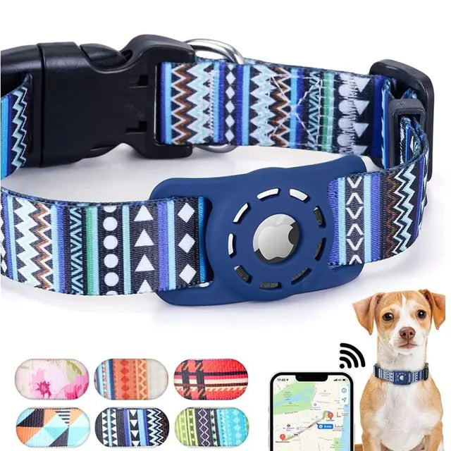 Digital Printing Collar for Apple Airtag Blue M- 2x55CM