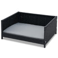 Rattan Dog Bed with Waterproof Soft Cushion for Medium Small Dogs Cats-Gray Default Title