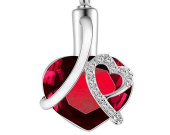 Titanic Heart Ashes Necklace Pendant Red