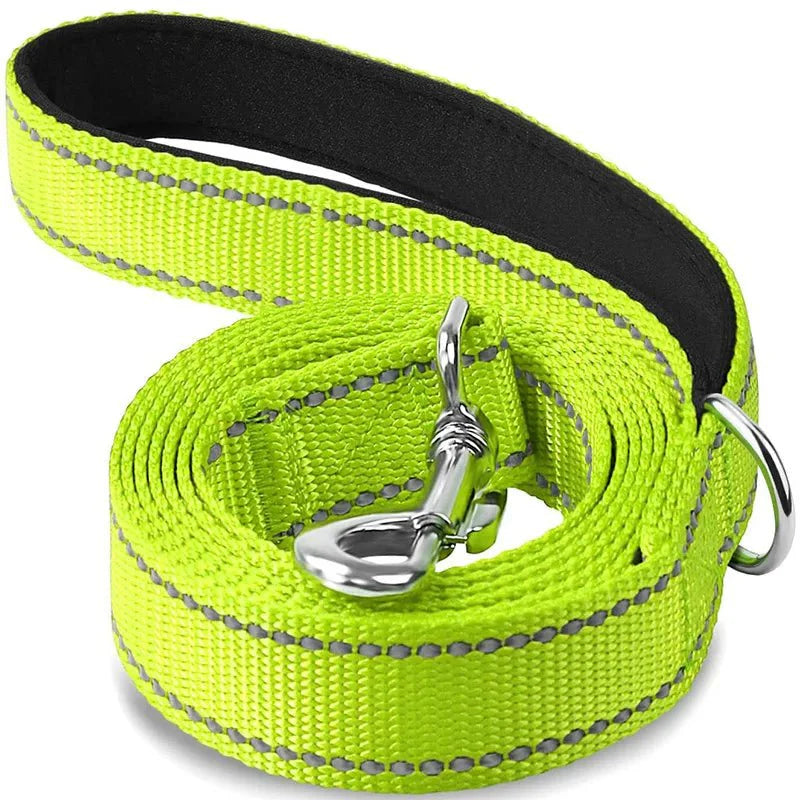 Reflective Pet Leash | Adjustable Polyester Lead Strap for Dogs and Cats Fluorescent Green