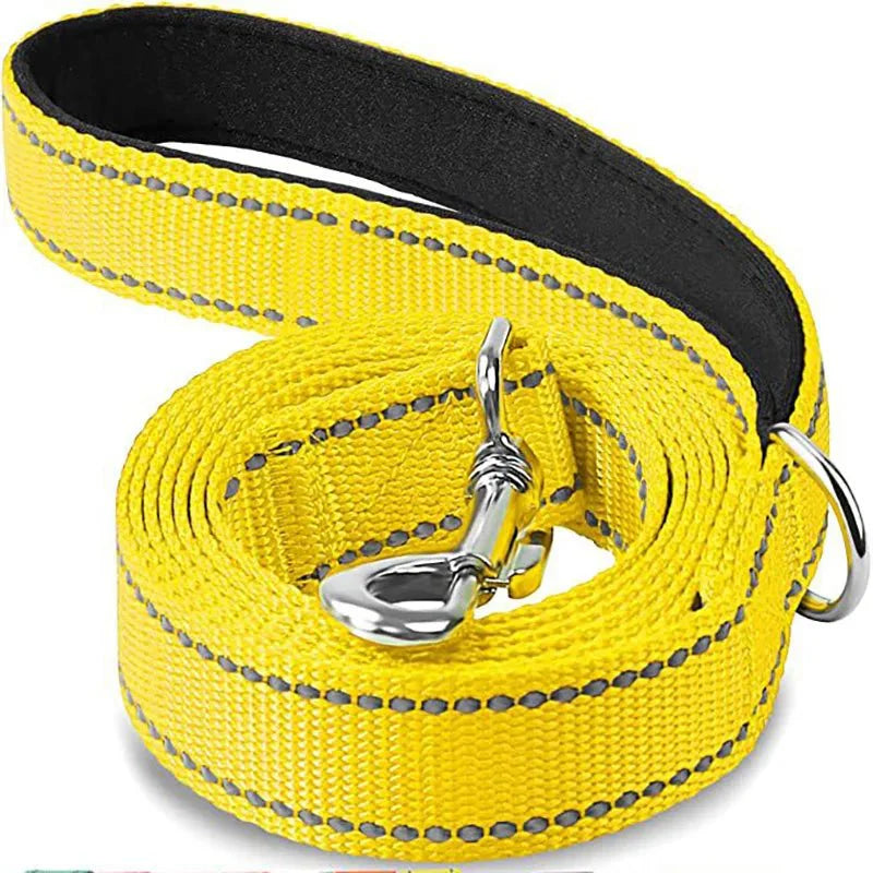 Reflective Pet Leash | Adjustable Polyester Lead Strap for Dogs and Cats Yellow