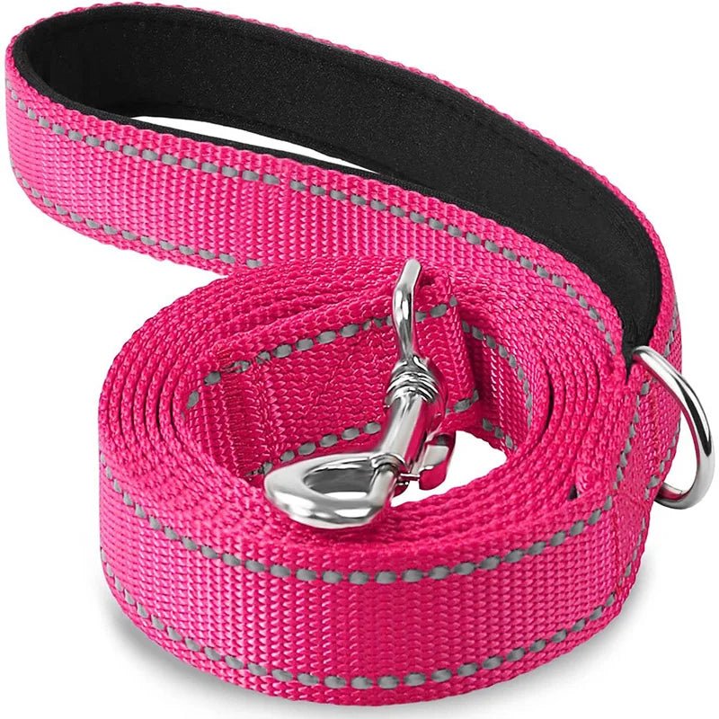 Reflective Pet Leash | Adjustable Polyester Lead Strap for Dogs and Cats Rose Pink