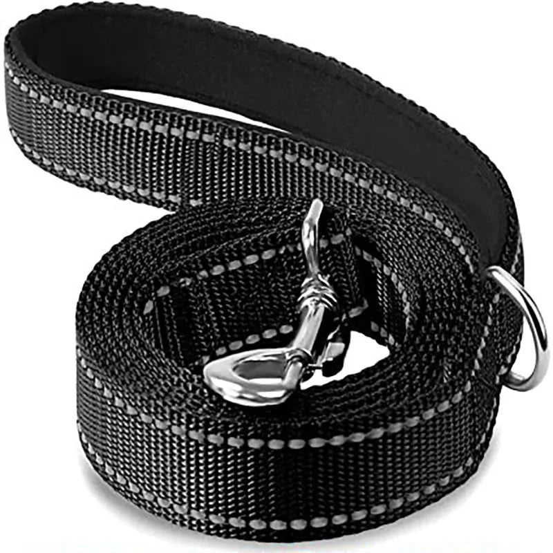 Reflective Pet Leash | Adjustable Polyester Lead Strap for Dogs and Cats black